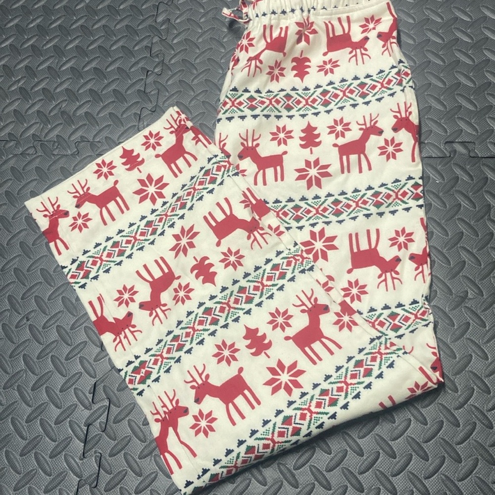 Hanna Andersson NEW Deer Holiday print Adult/Mens Medium flannel pajama pants